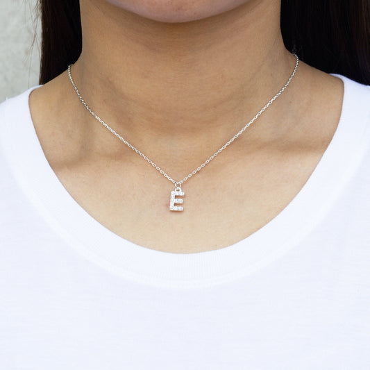 Pave Initial Necklace Letter E Created with Zircondia® Crystals