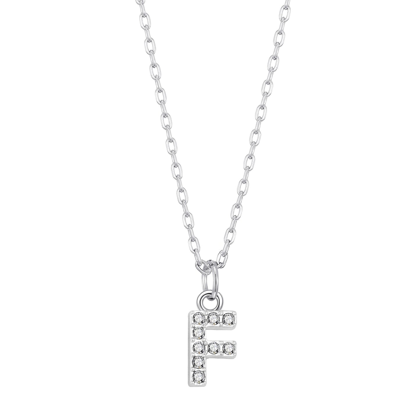 Pave Initial Necklace Letter F Created with Zircondia® Crystals