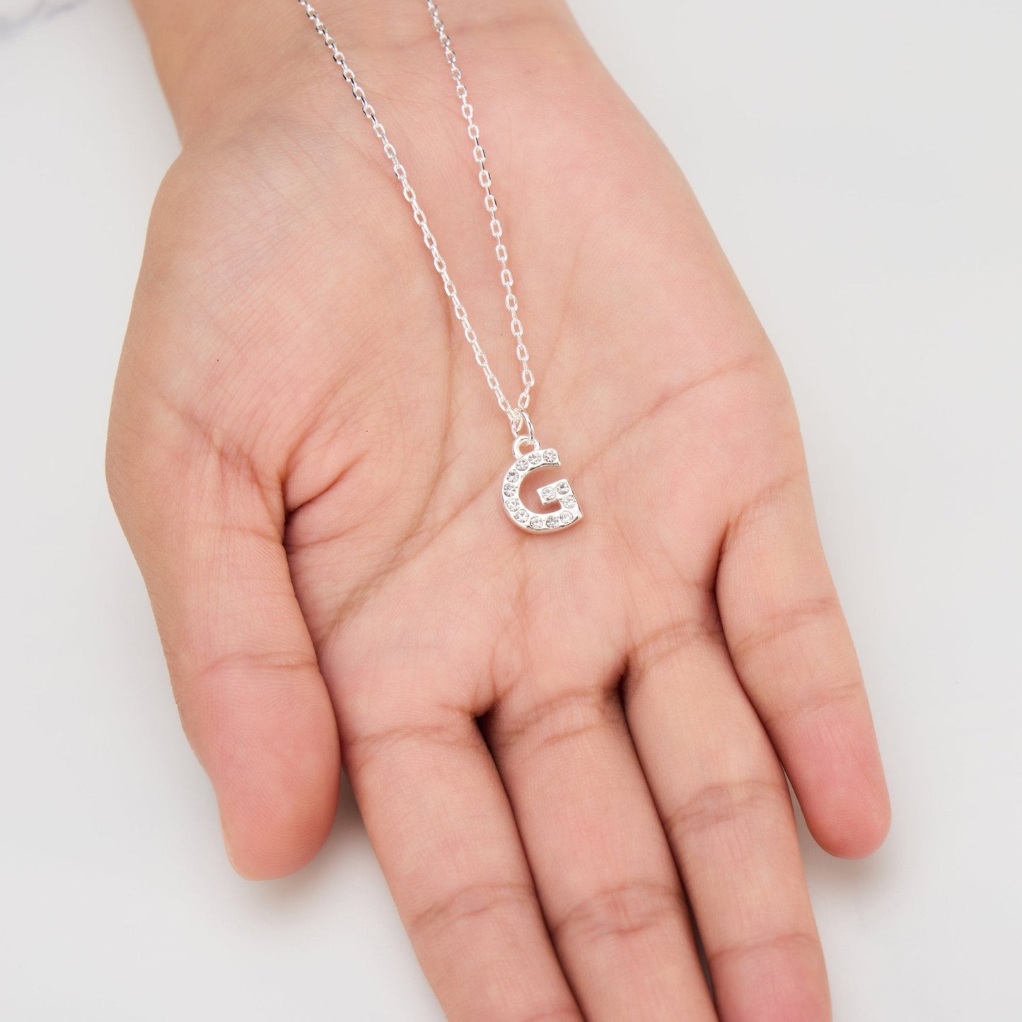 Pave Initial Necklace Letter G Created with Zircondia® Crystals