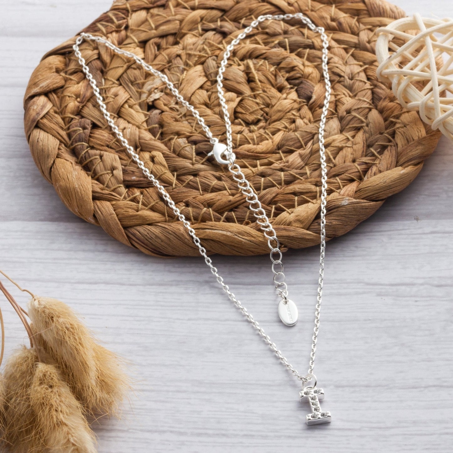 Pave Initial Necklace Letter I Created with Zircondia® Crystals