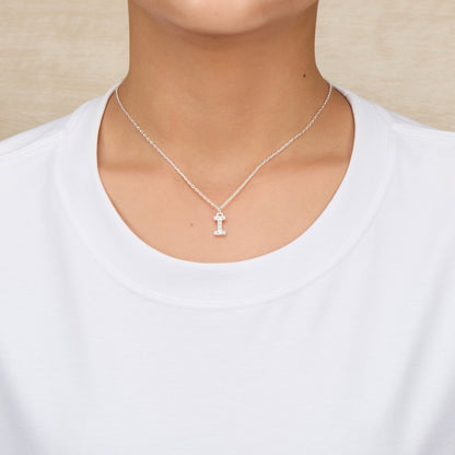 Pave Initial Necklace Letter I Created with Zircondia® Crystals
