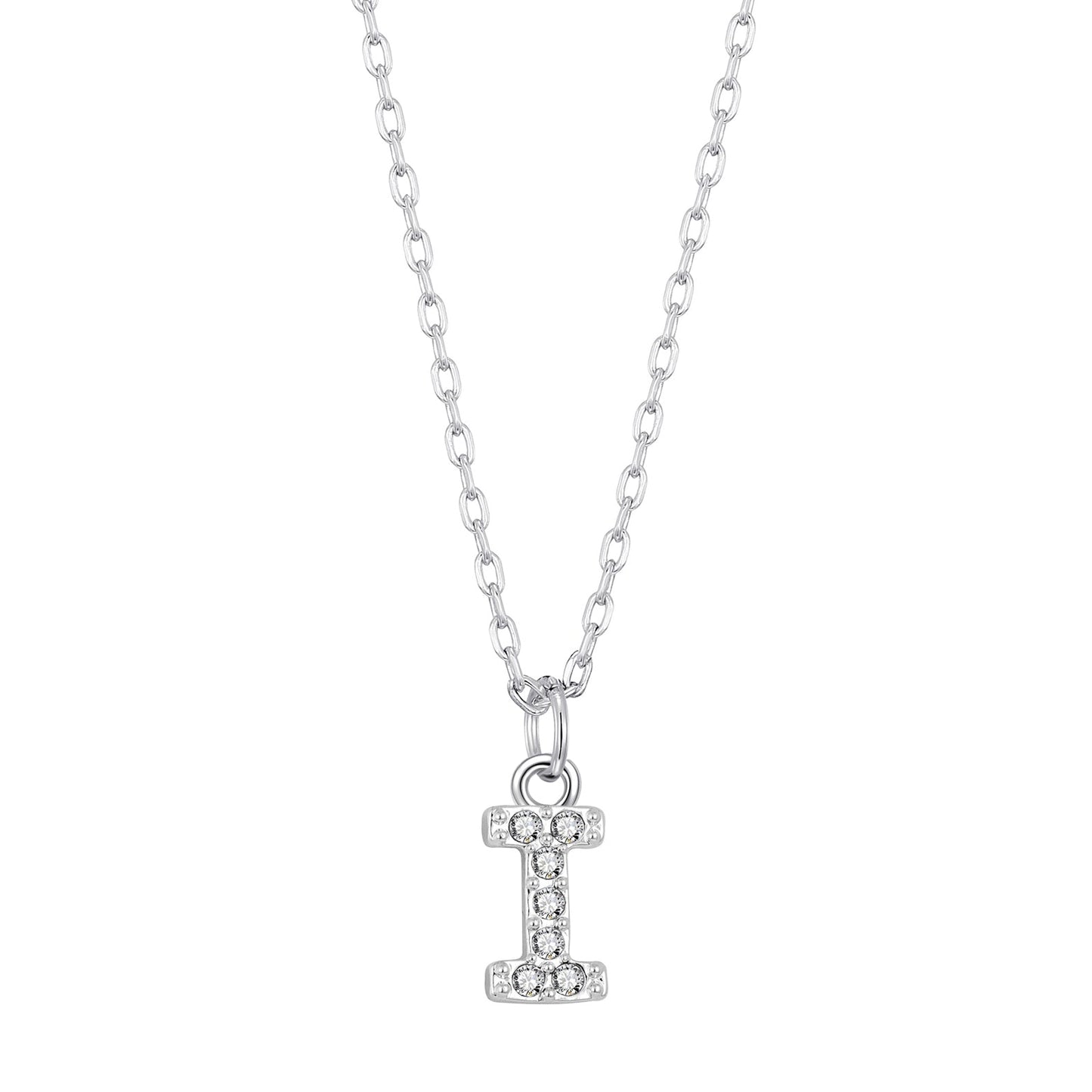 Collier initial pavé lettre I créé avec des cristaux Zircondia®