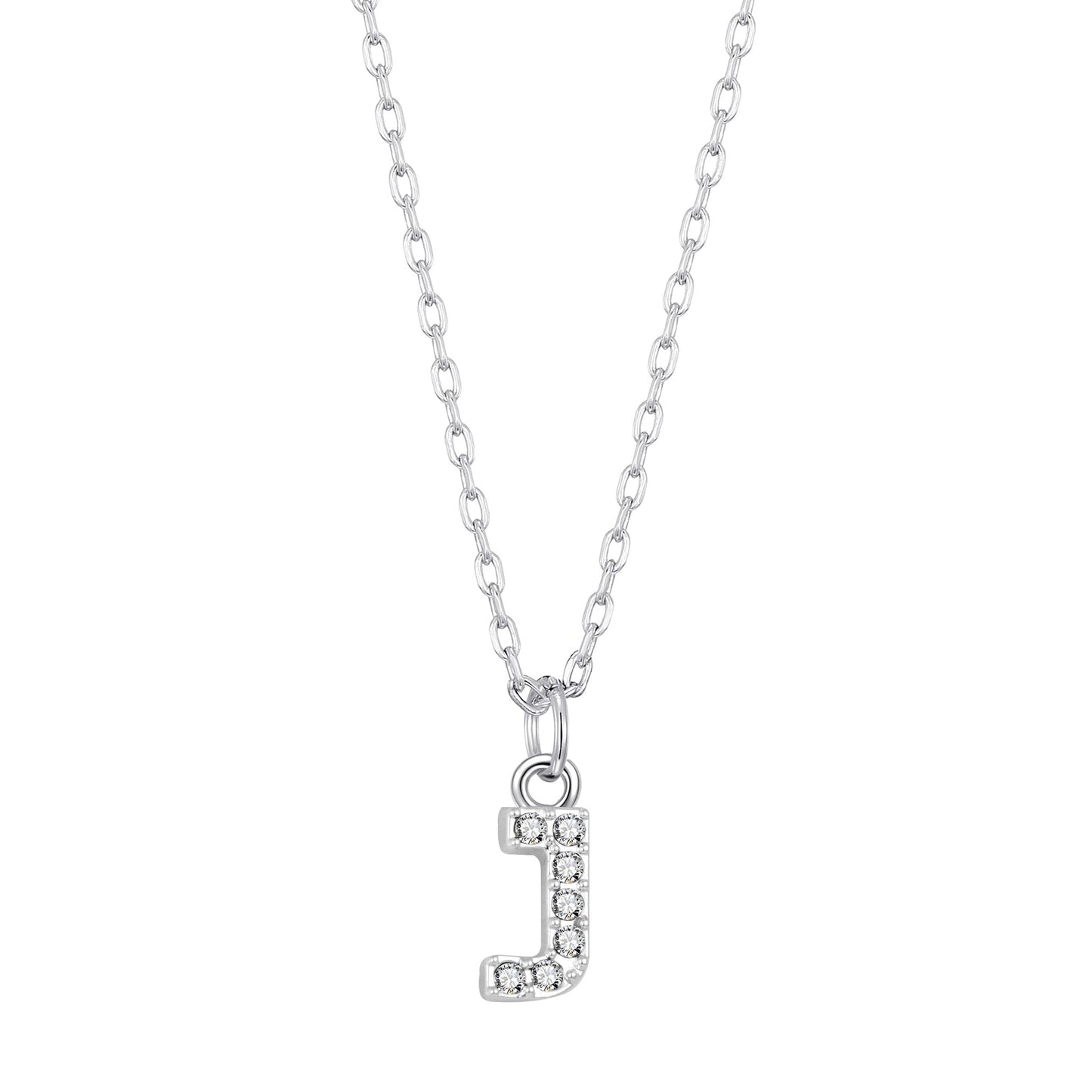Collier initial Pave lettre J créé avec des cristaux Zircondia®