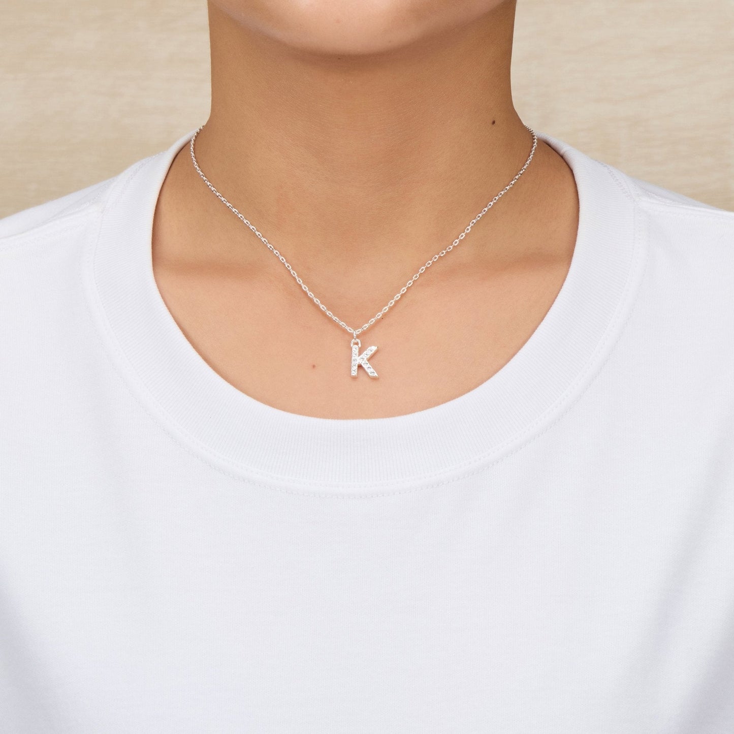 Pave Initial Necklace Letter K Created with Zircondia® Crystals