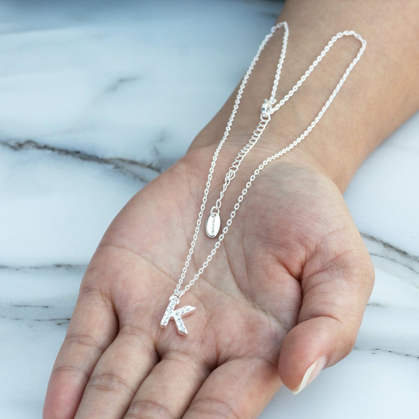 Pave Initial Necklace Letter K Created with Zircondia® Crystals