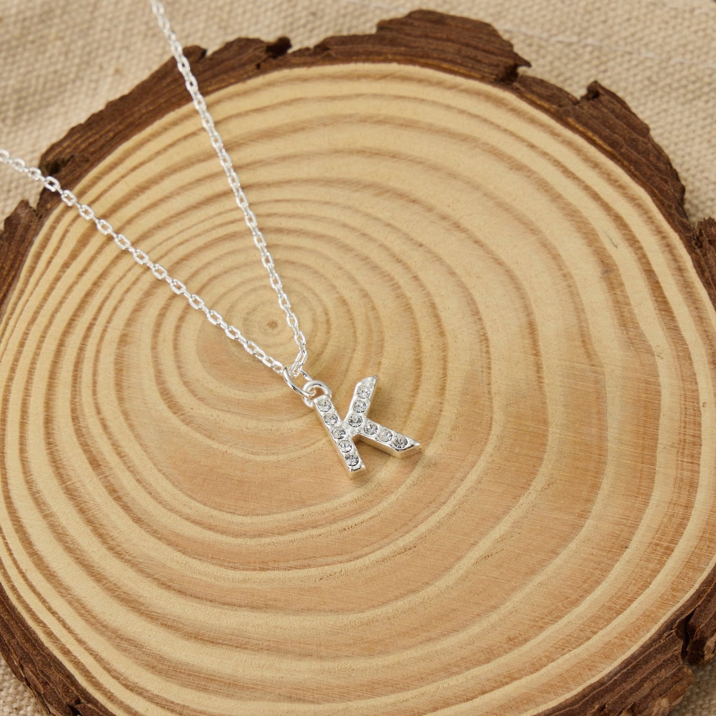 Pave Initial Necklace Letter K Created with Zircondia® Crystals