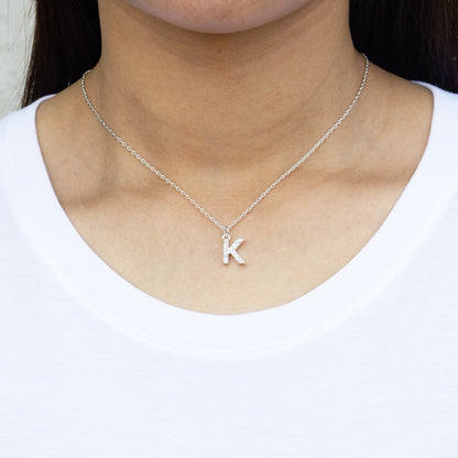 Pave Initial Necklace Letter K Created with Zircondia® Crystals