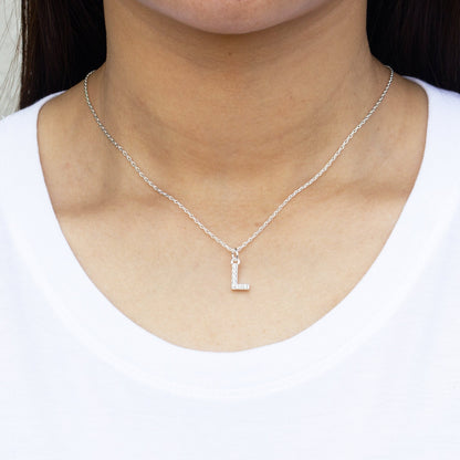 Pave Initial Necklace Letter L Created with Zircondia® Crystals