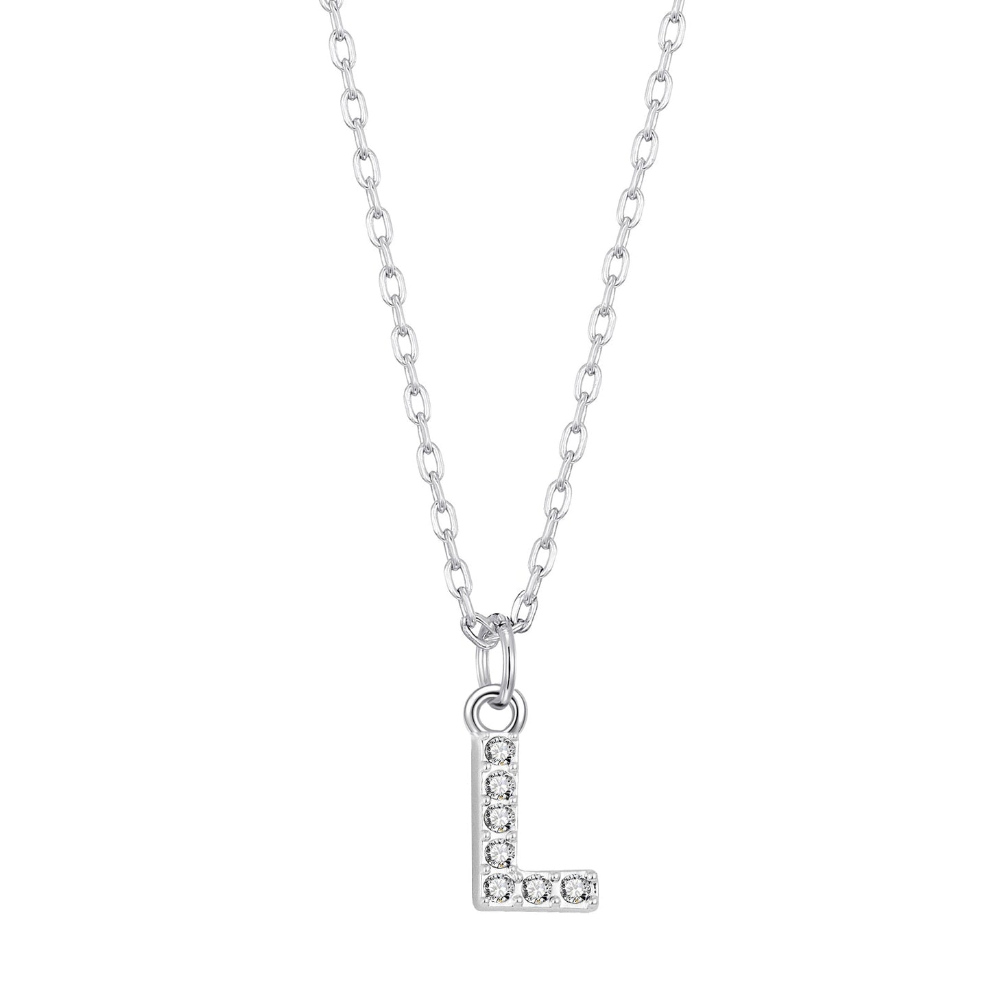 Pave Initial Necklace Letter L Created with Zircondia® Crystals