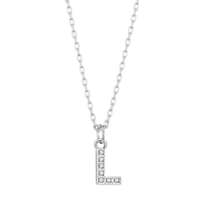 Pave Initial Necklace Letter L Created with Zircondia® Crystals