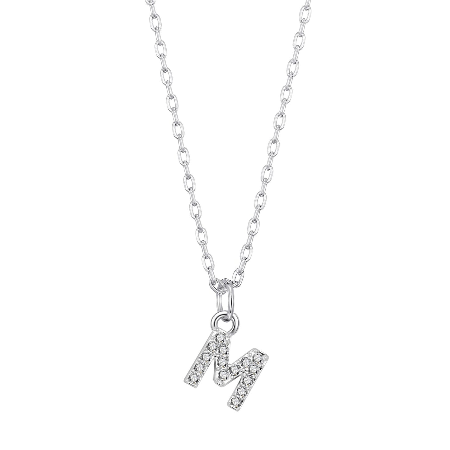 Pave Initial Necklace Letter M Created with Zircondia® Crystals