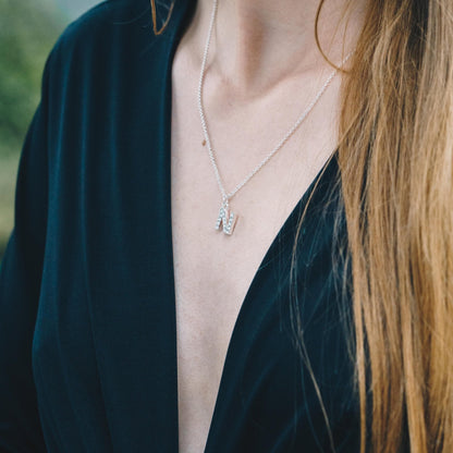 Pave Initial Necklace Letter N Created with Zircondia® Crystals