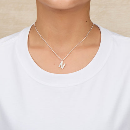 Pave Initial Necklace Letter N Created with Zircondia® Crystals