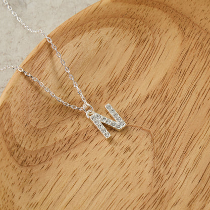 Pave Initial Necklace Letter N Created with Zircondia® Crystals