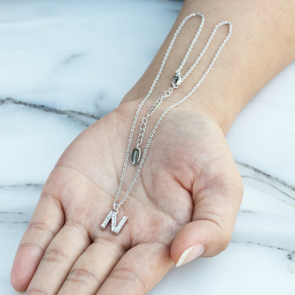 Pave Initial Necklace Letter N Created with Zircondia® Crystals