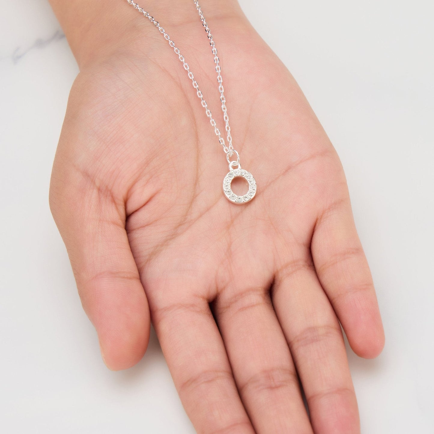 Pave Initial Necklace Letter O Created with Zircondia® Crystals