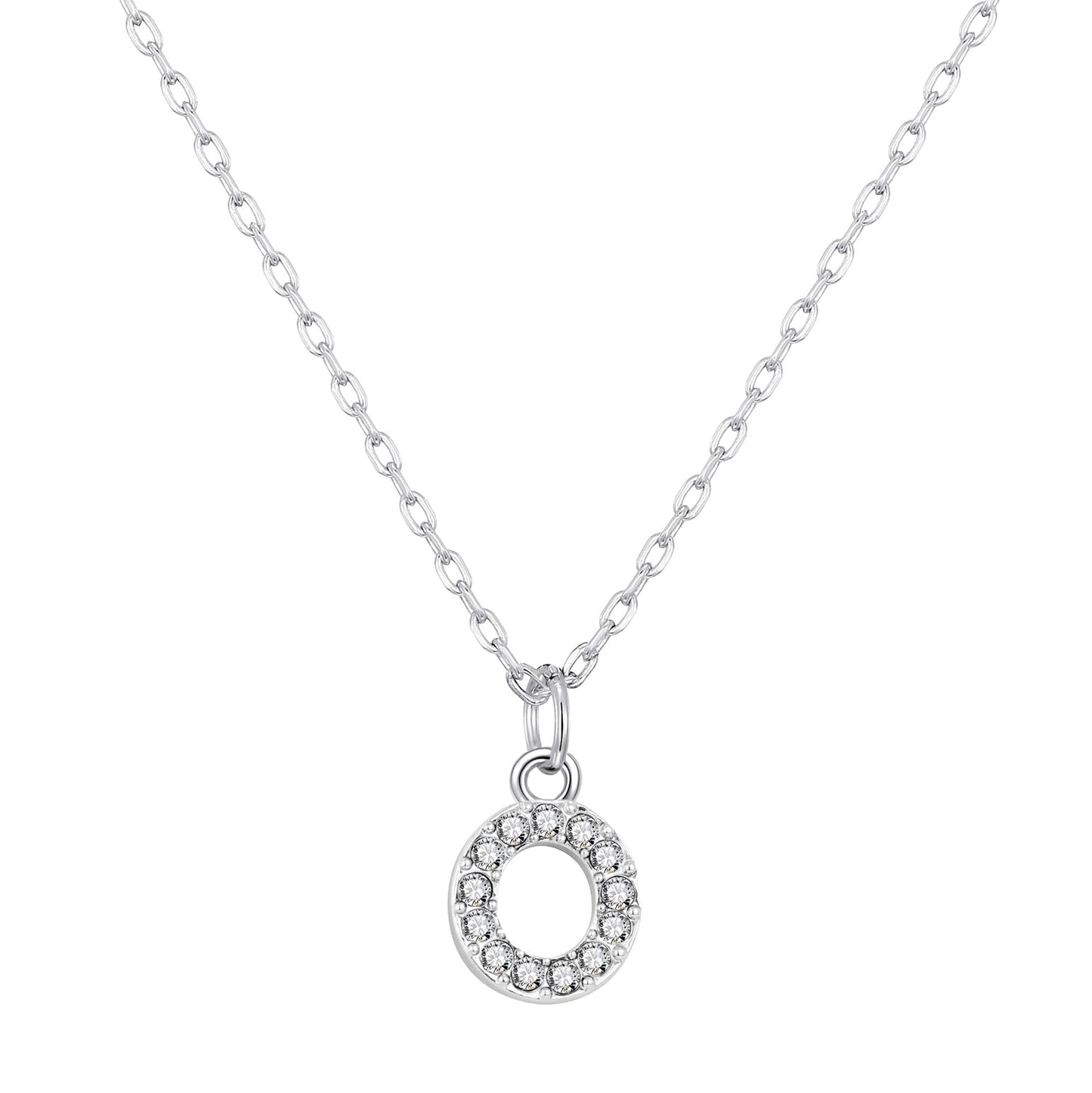 Pave Initial Necklace Letter O Created with Zircondia® Crystals