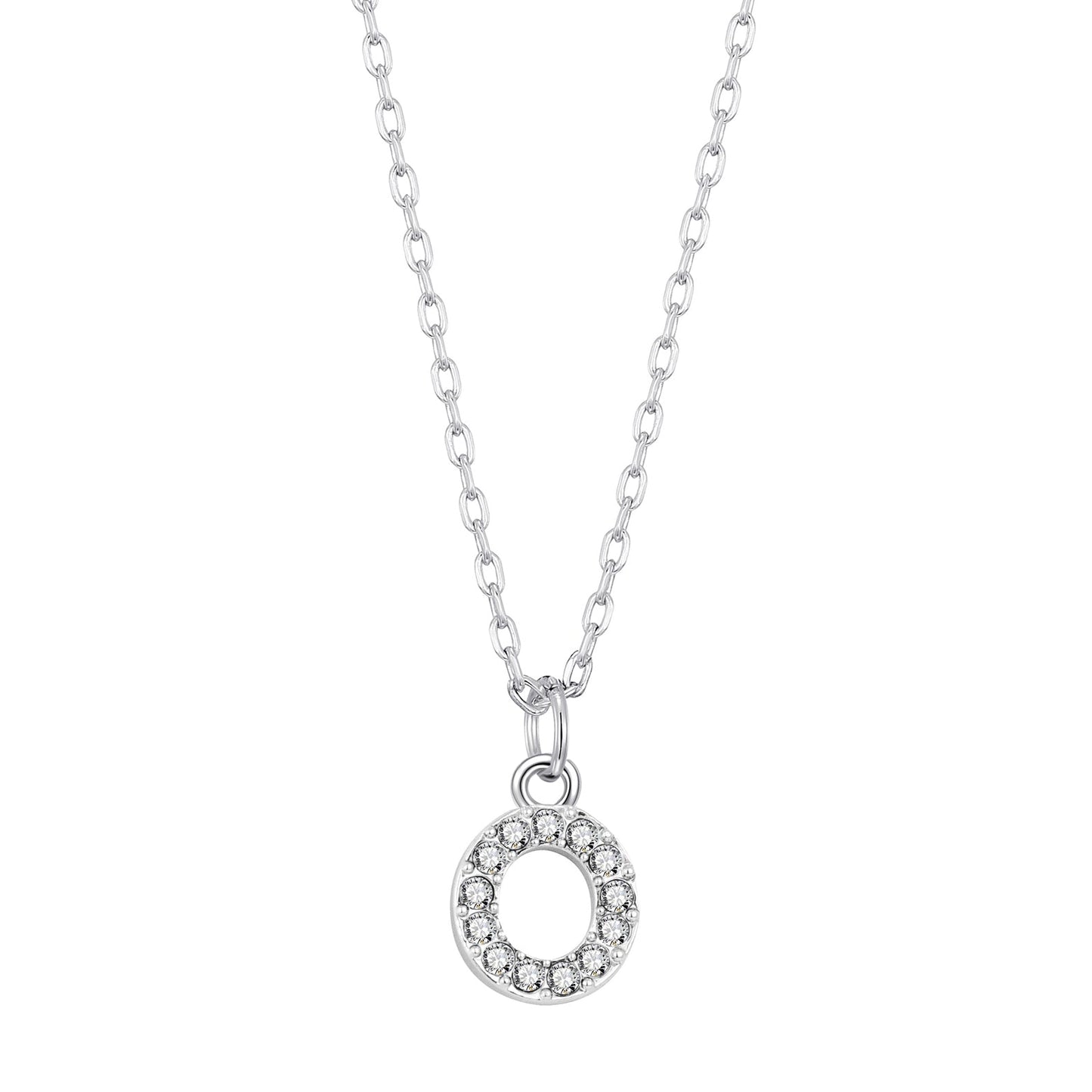 Pave Initial Necklace Letter O Created with Zircondia® Crystals
