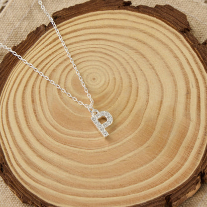 Pave Initial Necklace Letter P Created with Zircondia® Crystals