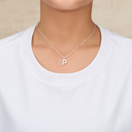 Pave Initial Necklace Letter P Created with Zircondia® Crystals