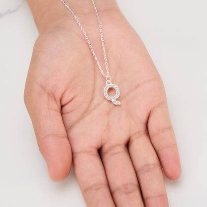Pave Initial Necklace Letter Q Created with Zircondia® Crystals