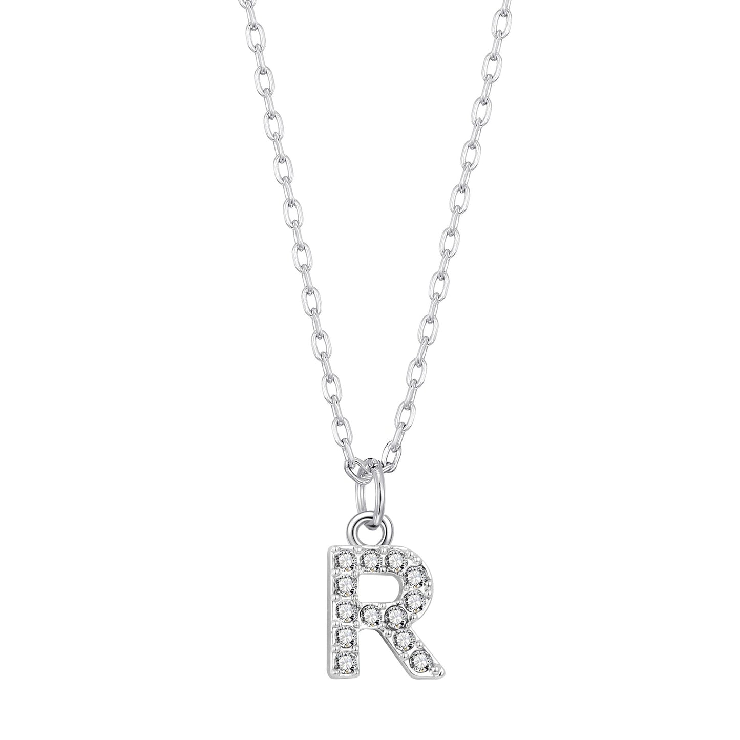Pave Initial Necklace Letter R Created with Zircondia® Crystals