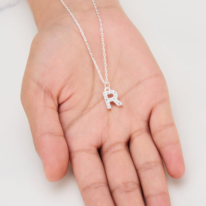 Pave Initial Necklace Letter R Created with Zircondia® Crystals