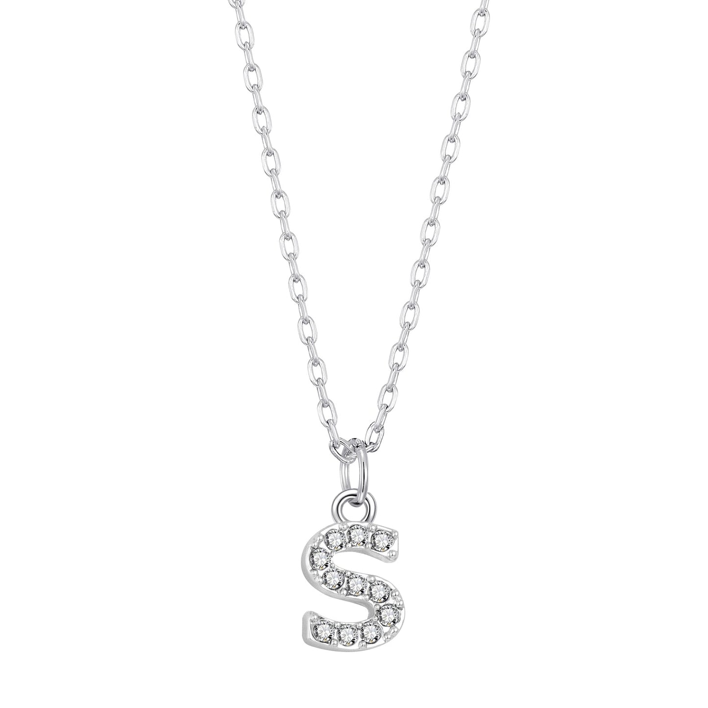 Pave Initial Necklace Letter S Created with Zircondia® Crystals