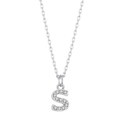Pave Initial Necklace Letter S Created with Zircondia® Crystals