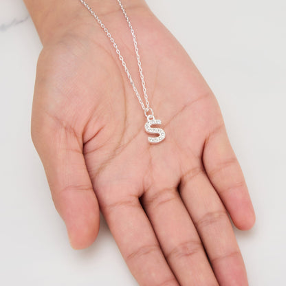 Pave Initial Necklace Letter S Created with Zircondia® Crystals