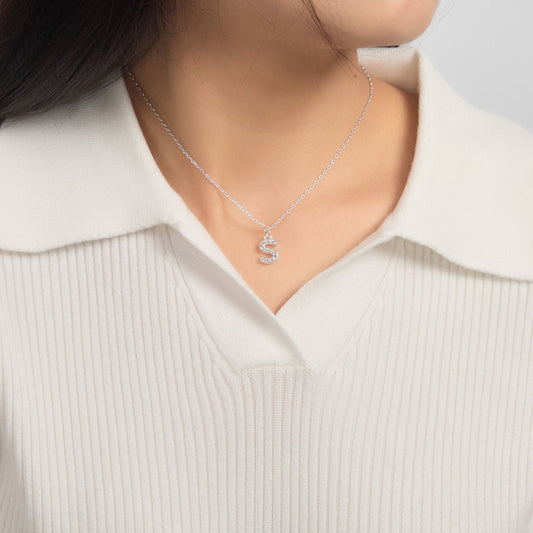 Collier Lettre S Initiales Pavées Créées avec des Cristaux Zircondia®