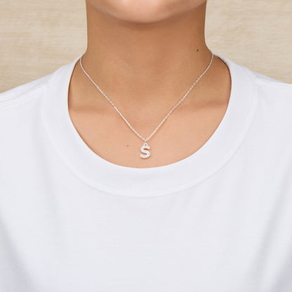 Pave Initial Necklace Letter S Created with Zircondia® Crystals