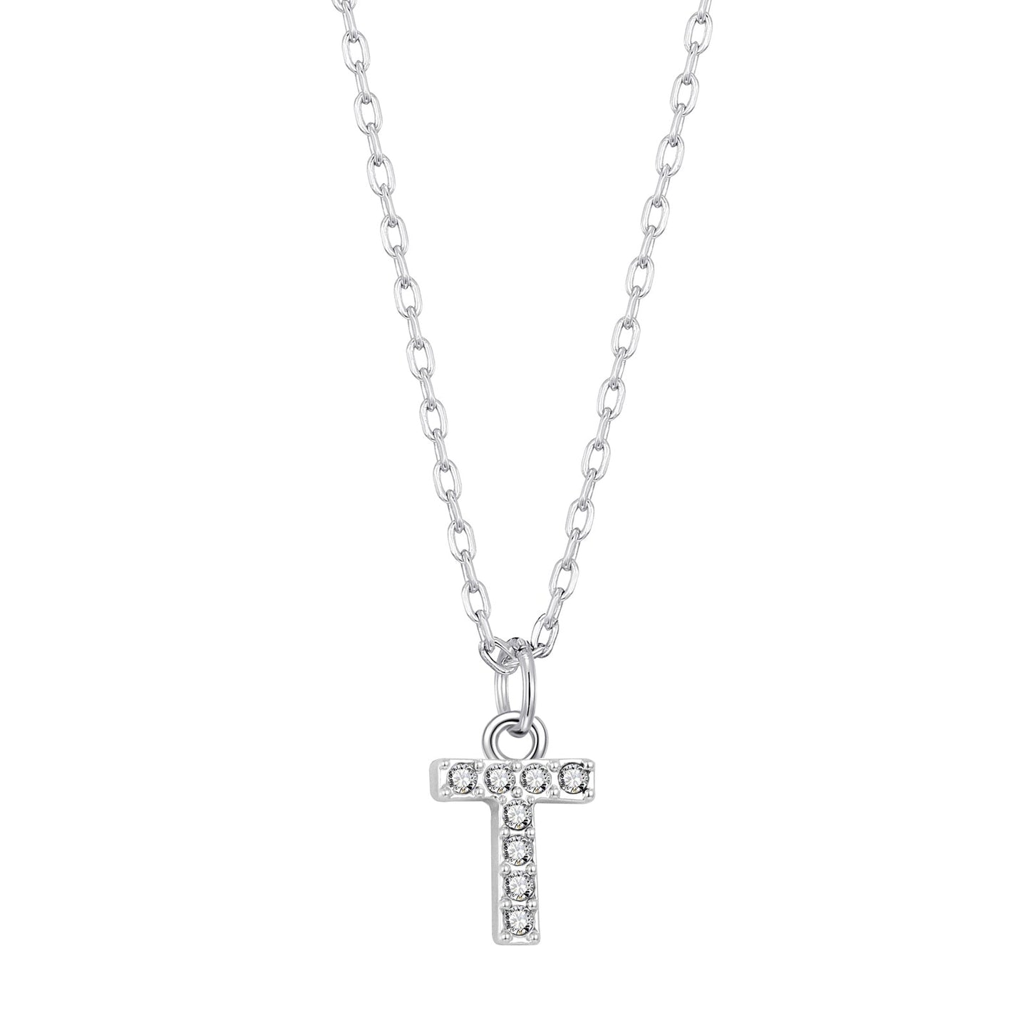 Pave Initial Necklace Letter T Created with Zircondia® Crystals