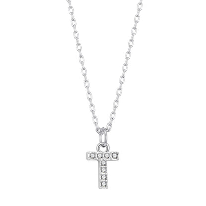 Pave Initial Necklace Letter T Created with Zircondia® Crystals