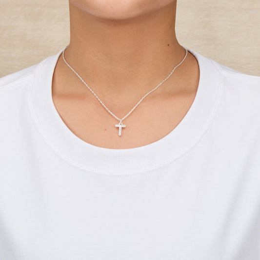 Pave Initial Necklace Letter T Created with Zircondia® Crystals