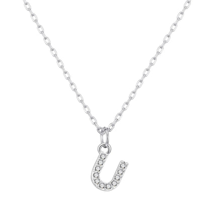Pave Initial Necklace Letter U Created with Zircondia® Crystals