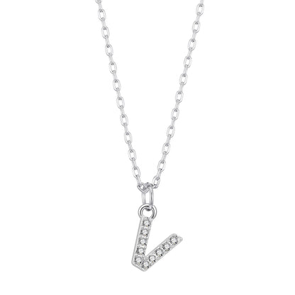 Pave Initial Necklace Letter V Created with Zircondia® Crystals
