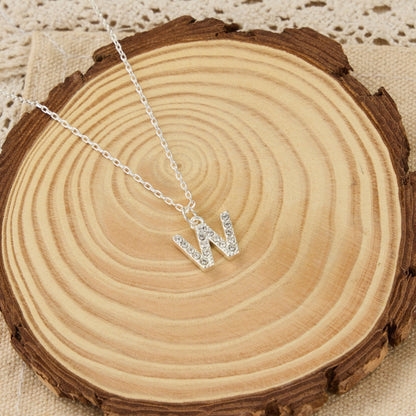 Pave Initial Necklace Letter W Created with Zircondia® Crystals