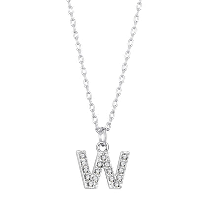 Pave Initial Necklace Letter W Created with Zircondia® Crystals