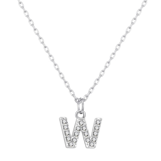 Pave Initial Necklace Letter W Created with Zircondia® Crystals