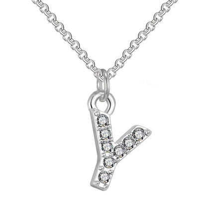 Pave Initial Necklace Letter Y Created with Zircondia® Crystals