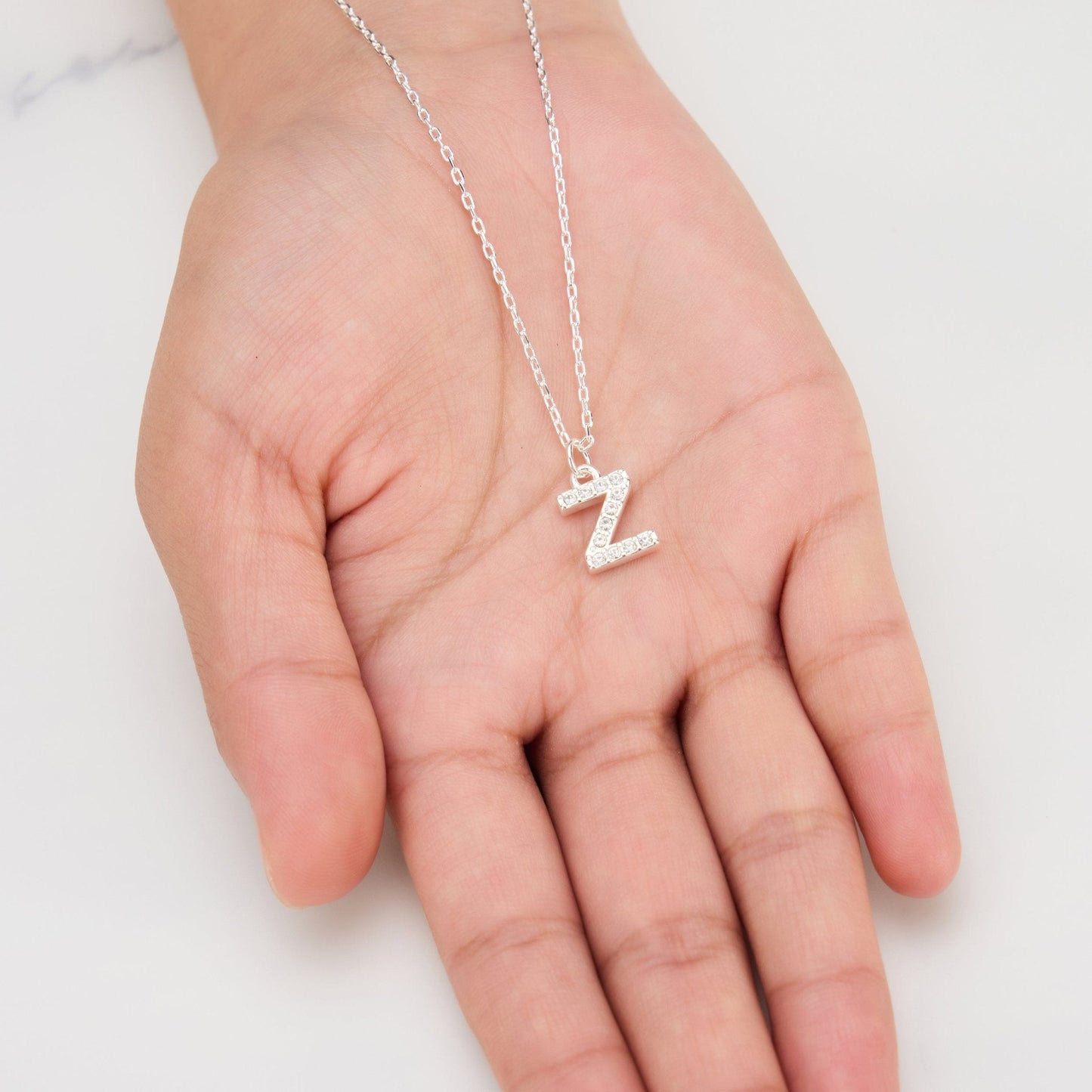 Pave Initial Necklace Letter Z Created with Zircondia® Crystals