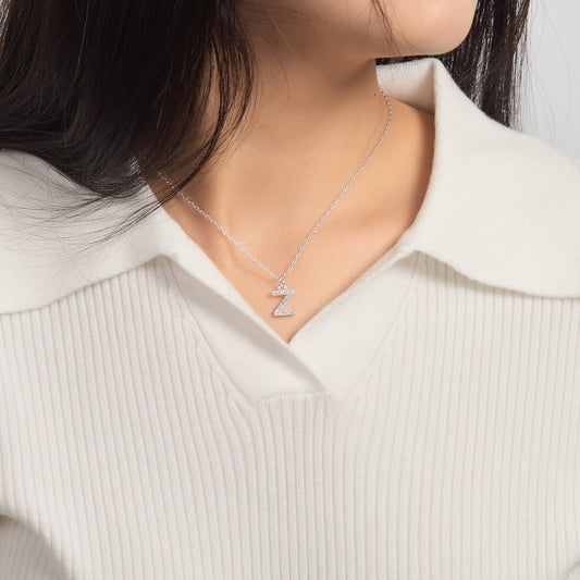 Collier Initiales Pavé Lettre Z Créé avec des Cristaux Zircondia®