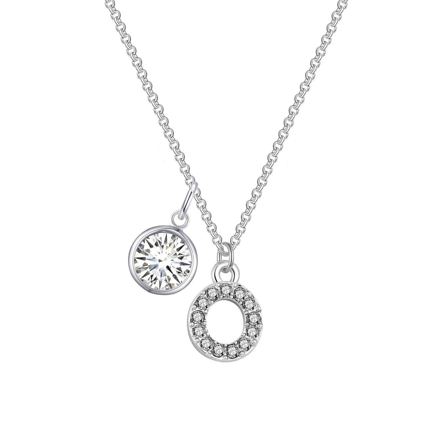 Pave Initial O Necklace with Birthstone Charm Created with Zircondia® Crystals