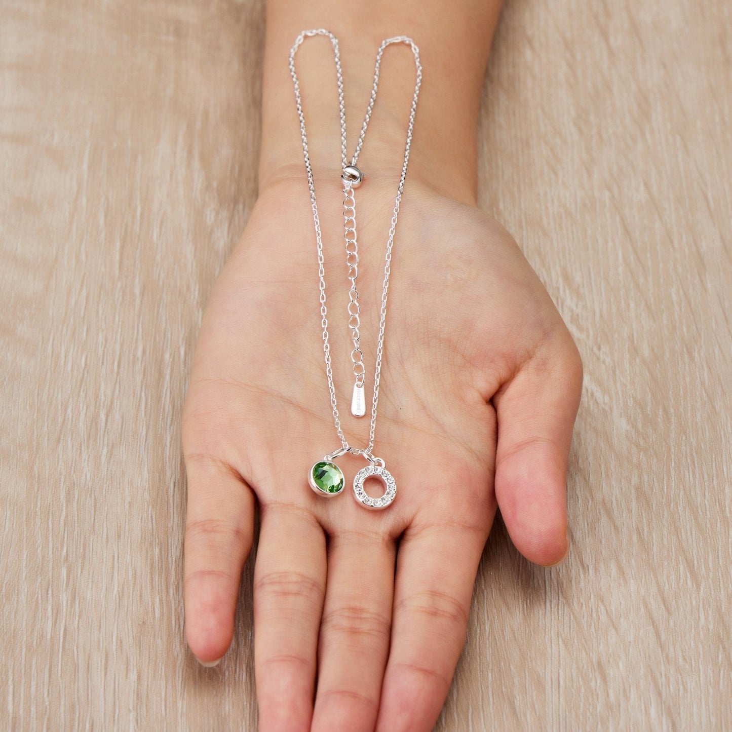 Pave Initial O Necklace with Birthstone Charm Created with Zircondia® Crystals