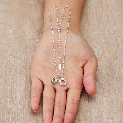 Pave Initial O Necklace with Birthstone Charm Created with Zircondia® Crystals