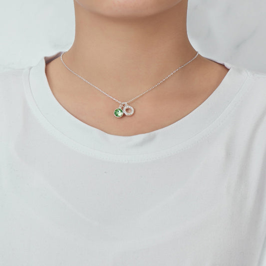 Pave Initial O Necklace with Birthstone Charm Created with Zircondia® Crystals