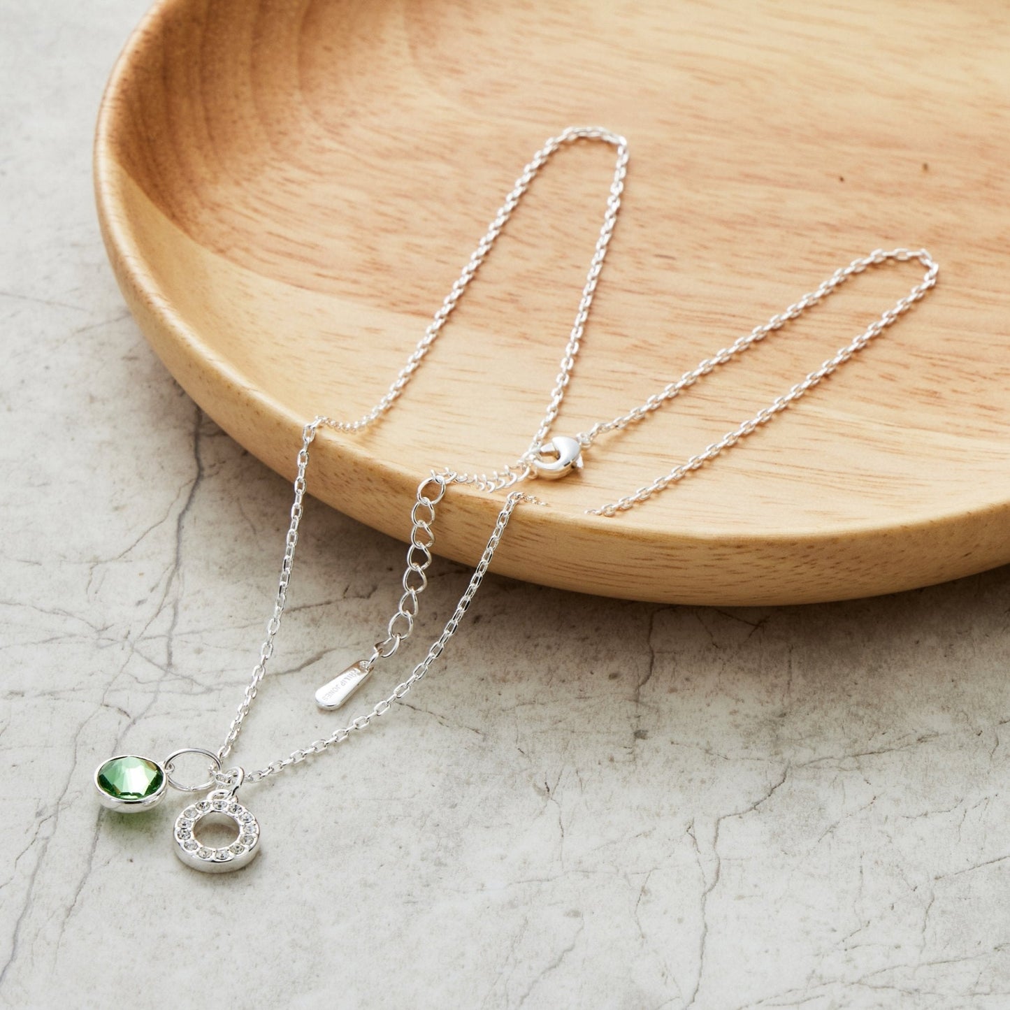 Pave Initial O Necklace with Birthstone Charm Created with Zircondia® Crystals