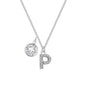 Pave Initial P Necklace with Birthstone Charm Created with Zircondia® Crystals