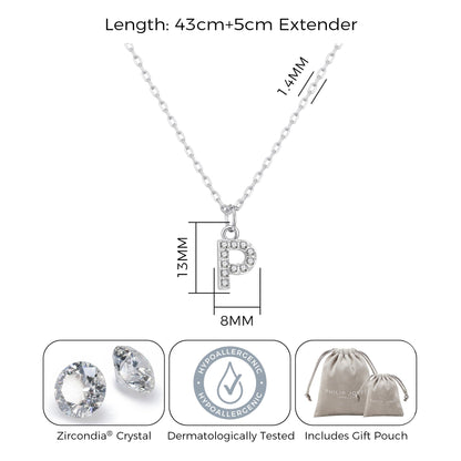 Pave Initial Necklace Letter P Created with Zircondia® Crystals